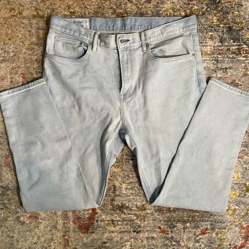 H&M &Denim Slim Tapered Cropped light-wash jeans